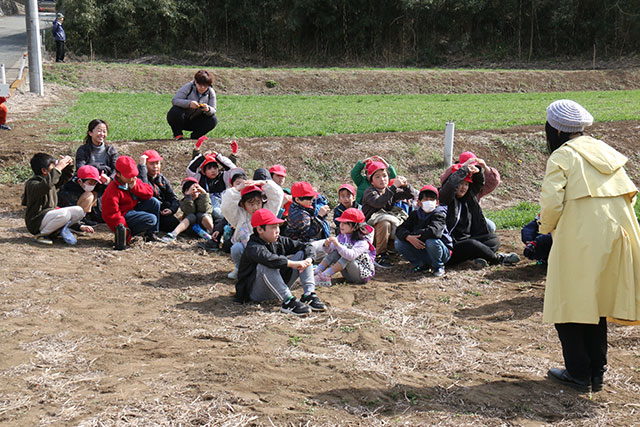 画像：高部屋小学校みんなで麦踏み