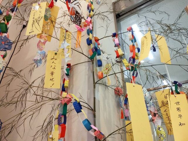 市役所ロビーの七夕飾り