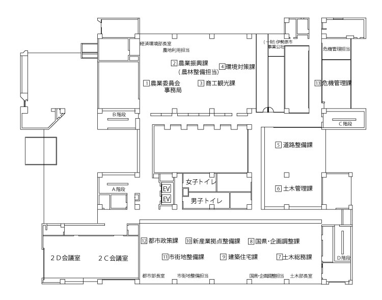 本庁舎2階フロア図