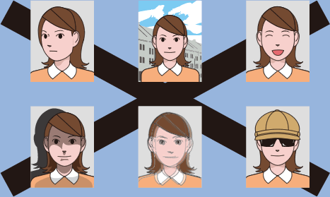 使用できない顔写真例 使用できない顔写真例