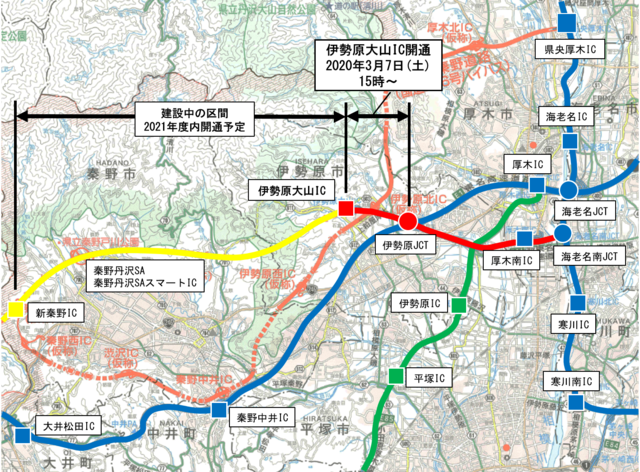 新東名・東名・圏央道位置関係図