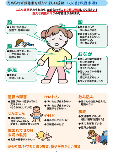 画像：ためらわず救急車を呼んでほしい症状子ども編