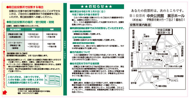画像：入場整理券ハガキ裏面