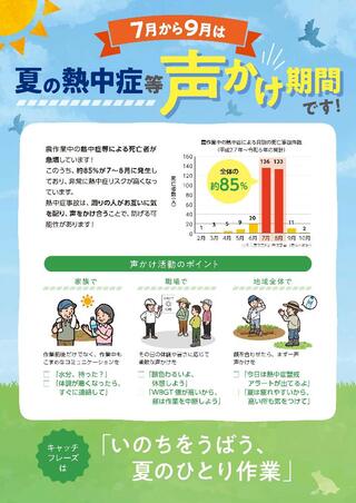 夏の熱中症等声かけ期間チラシ