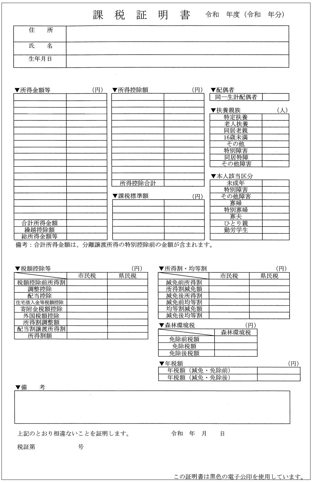 課税証明書