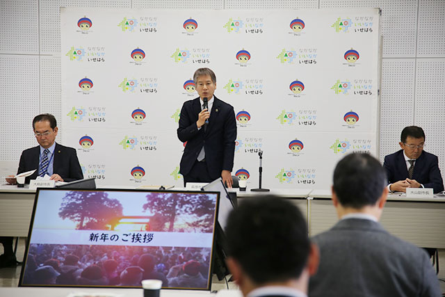 画像：市長年頭記者会見の様子