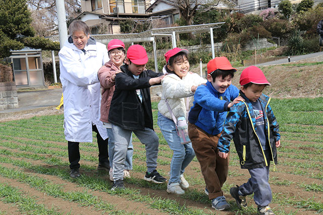 高部屋小学校みんなで麦踏み